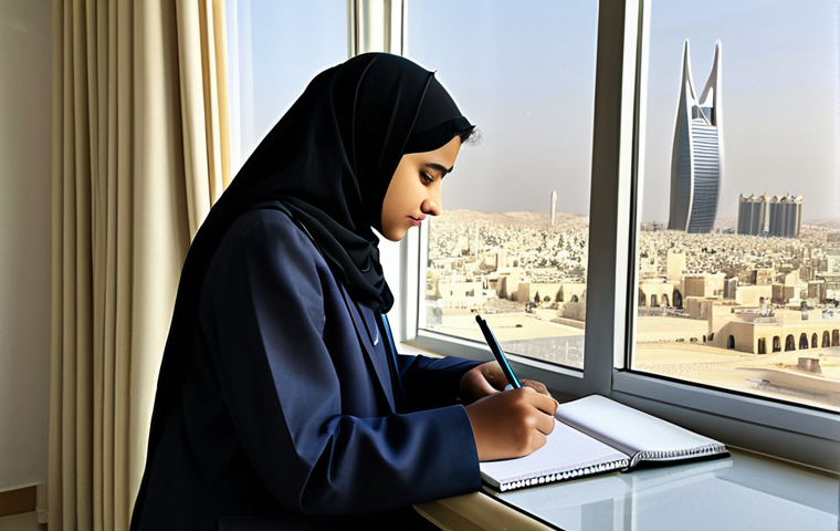 Sarah's Early Dream**

"A young Saudi woman, SFW, fully clothed in modest school uniform, sketching fashion designs in a notebook, Riyadh cityscape visible through the window, professional art style, perfect anatomy, correct proportions, family-friendly, appropriate content."

**