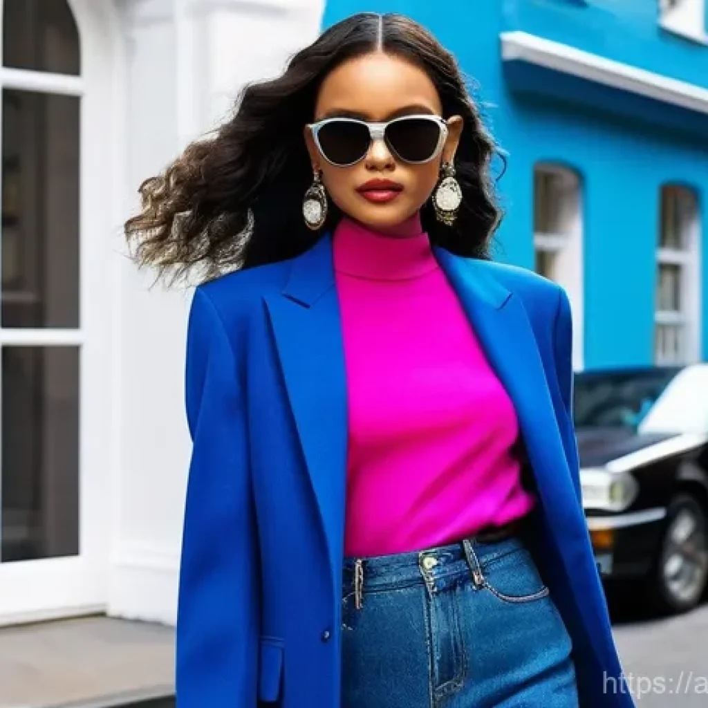 패션 코디네이터의 의류 트렌드 분석 - **Prompt 1: Nostalgic Nineties Reimagined**
    "A confident young woman, exuding modern elegance, s...