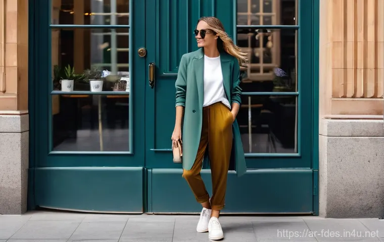 패션 코디네이터의 의류 트렌드 분석 - **Prompt 1: Nostalgic Nineties Reimagined**
    "A confident young woman, exuding modern elegance, s...